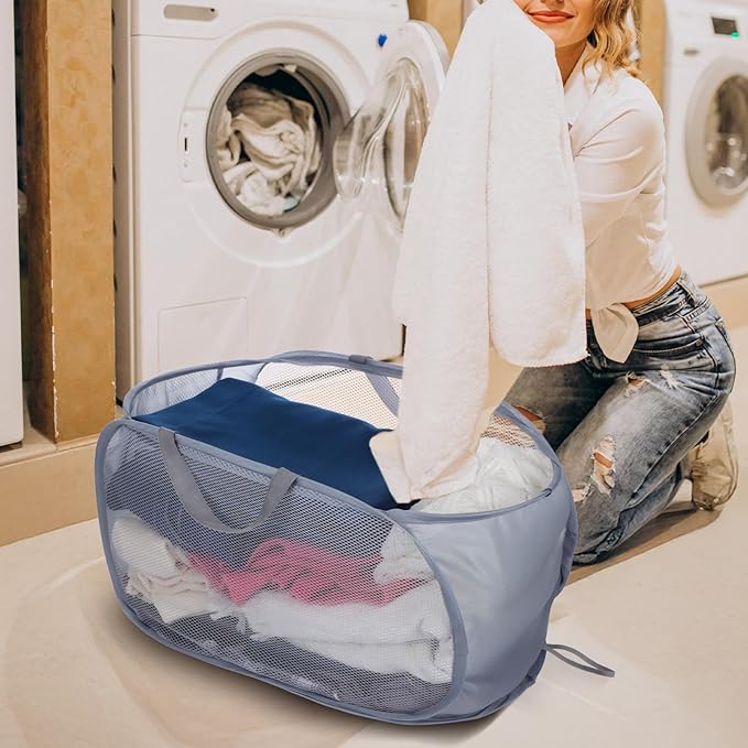 4 Pack Pop-Up Mesh Laundry Basket, Open Collapsible Laundry Baskets