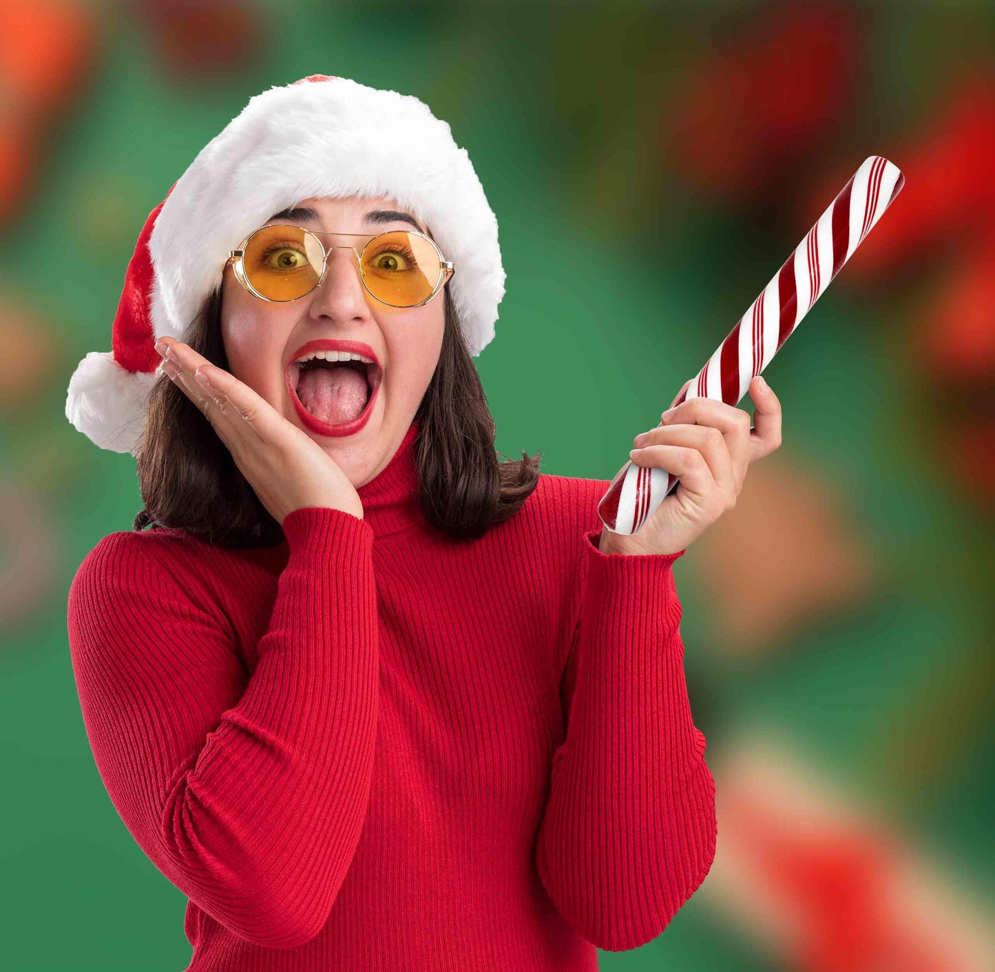 Giant Candy Cane Stick Peppermint Flavor 2 lb Large Red White Striped
