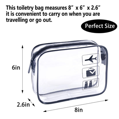 TREALDATE TSA Approved Toiletry Bag 3Pcs - 3 Pack Clear Travel Bags for Toiletries, Carry on Airport Airline Compliant Bag,Makeup Bags Clear Toiletry bags Quart Size Travel Bag,Black