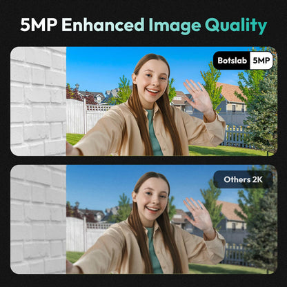 BOTSLAB 5MP Wireless Video Doorbell Camera, No Monthly Fee, 5GHz WiFi, 180° Head-to-Toe View, AI Motion Detection, VR Mode, Battery or Wired Powered, Easy Installation, Weatherproof