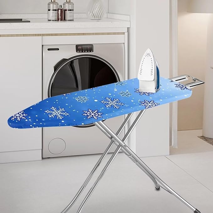 Ironing Board Cover wtih Blue Snowflake Print, Soft Stain Resistant Ironing