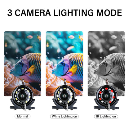 ESANHAO Underwater Fishing Camera 5" LCD Monitor Portable Fish Camera with Light 12pcs & 49ft/15m Cable Waterproof IP68 for Ice Fishing, Lake Sea Boat Kayak Fishing