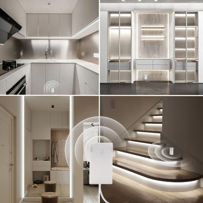 LED Strip Motion Sensor Battery Operated 2 m 60 LED Light Strip Motion Sensor Battery for Cabinets, Stairs, Kitchen (Cool White)