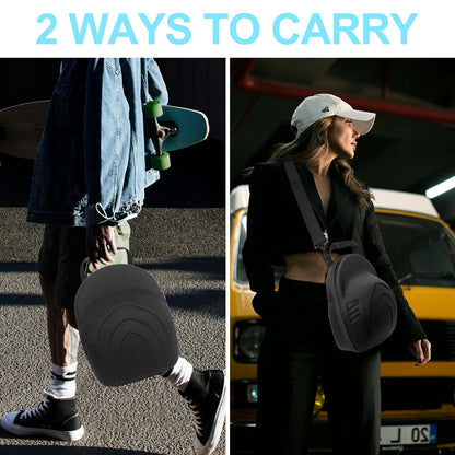 Glamgen Hard Hat Case for Baseball Caps,Hat Carrier Travel Case with 1 Pack Black Baseball Cap and Adjustable Shoulder Strap, Hat Organizer Holder Bag for 6 Baseball Caps for Women and Men - Black