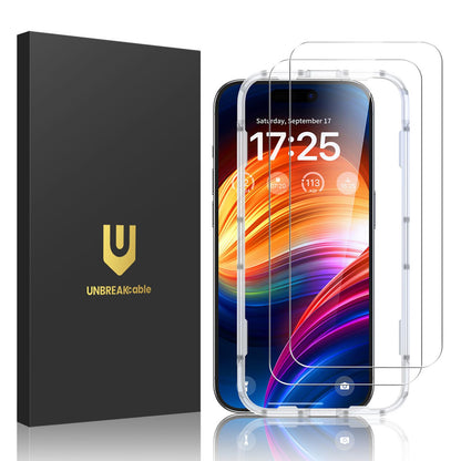 UNBREAKcable 2-Pack Screen Protector for iPhone 16e/13/13 Pro/14, Double Shatterproof Tempered Glass [Easy Installation] [9H Hardness] [99.99% HD] [Case Friendly] for Apple 13 Pro/13/14/16e 6.1 inch