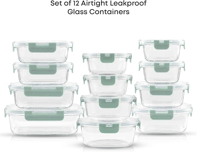 JoyJolt 24pc Borosilicate Glass Storage Containers