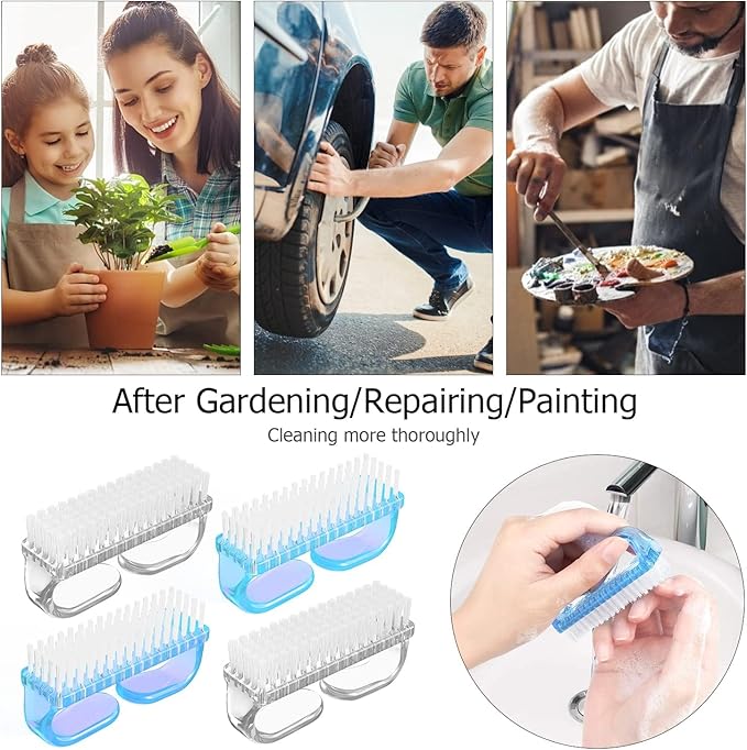 Handle Grip Nail Brush, Hand Fingernail Brush Cleaner Scrubbing Kit Pedicure