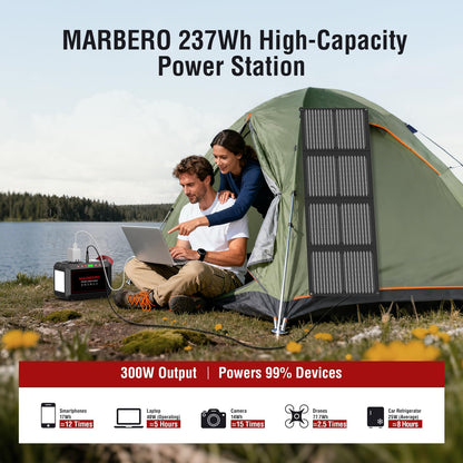 MARBERO Portable Power Station 88Wh Camping Lithium Battery Solar Generator Fast Charging with AC Outlet 120W Peak Power Bank(Solar Panel Optional) for Home Backup Outdoor Emergency RV Van Hunting