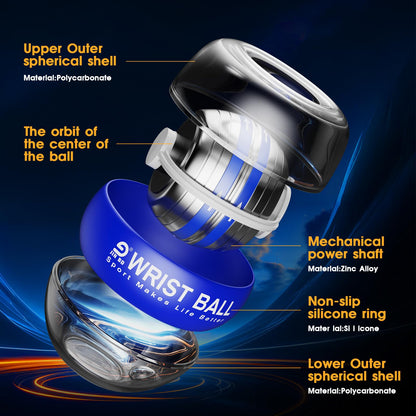 Wrist Trainer Ball Auto-Start Gyroscopic Forearm Exerciser Gyro Ball for Strengthen Arms, Fingers, Bones and Muscles