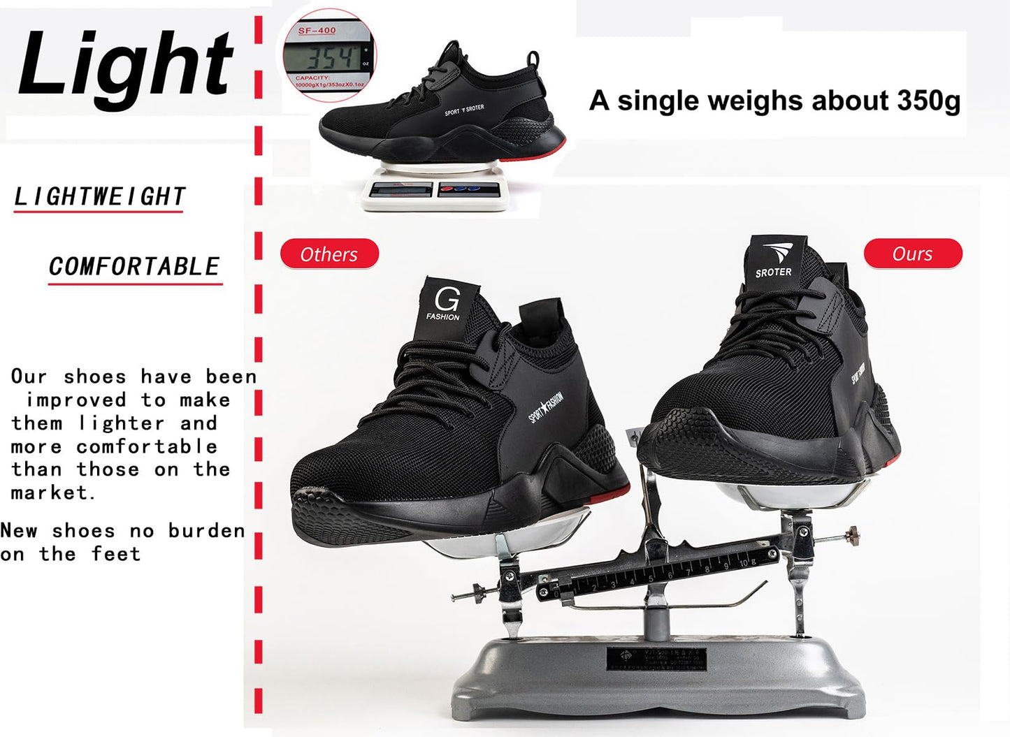 Black Safety Shoes Mens Safety Trainers Womens Steel Toe Cap Trainers Work Boots Lightweight Breathable Industrial Sneakers Black UK 9