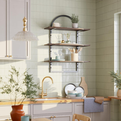 InnJoey Floating Shelf for Wall - 3 Tier 24"x 31.5" Shelves for Room Wall for Bathroom, Bedroom, Toilet, Kitchen, Living Room, Office, Rustic Brown