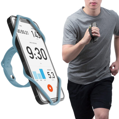 BONE Run Tie Handheld 2, Running Cell Phone Holder, 2-in-1 Handheld/Wristband Design, Adjustable & Skin-Friendly Silicone Strap for Workout, Sport Phone Carrier for Most Smartphone (Morandi Blue)