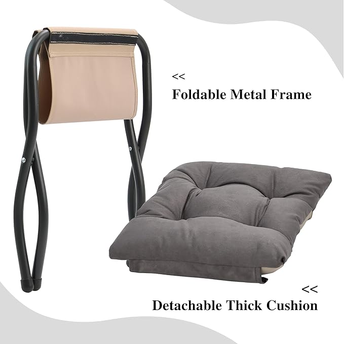 15" Folding Ottoman, Foldable Footrest Stool, Portable Small Foot Stool