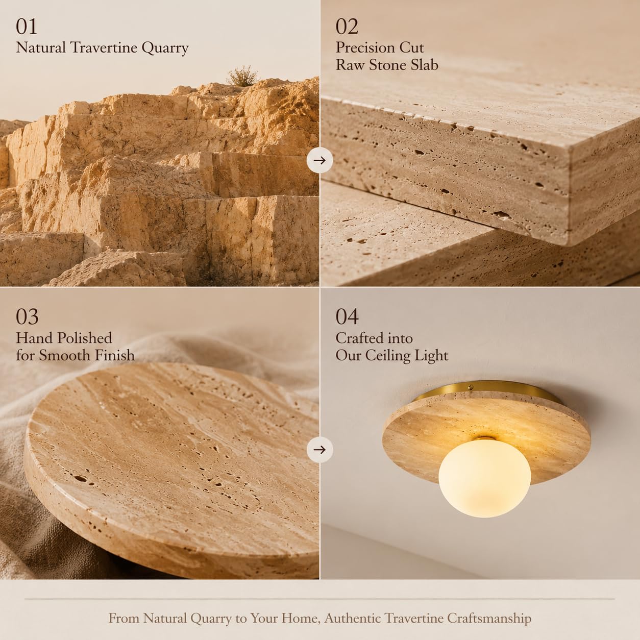 BCGMYLN Natural Travertine Ceiling Light, 12.6inch Modern Flush Mount Ceiling Light Fixture with Frosted Glass Globe, Stone Ceiling Lamp for Hallway Entryway Bedroom Bathroom,G9 Bulb Not Included