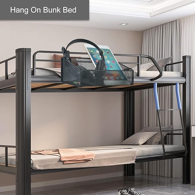 Bedside Caddy Hanging Storage Basket Beside Shelf Metal Organizer