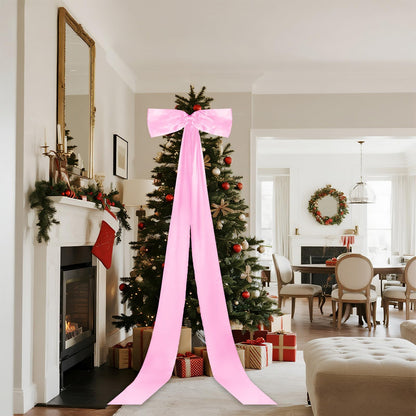 Giant Christmas Tree Bow Topper Big Bow for Christmas Tree Decorations 18X118In Tree Toppers Bows Big Pink Bows for Wedding Birthday Party Wall Backdrop(Pink)