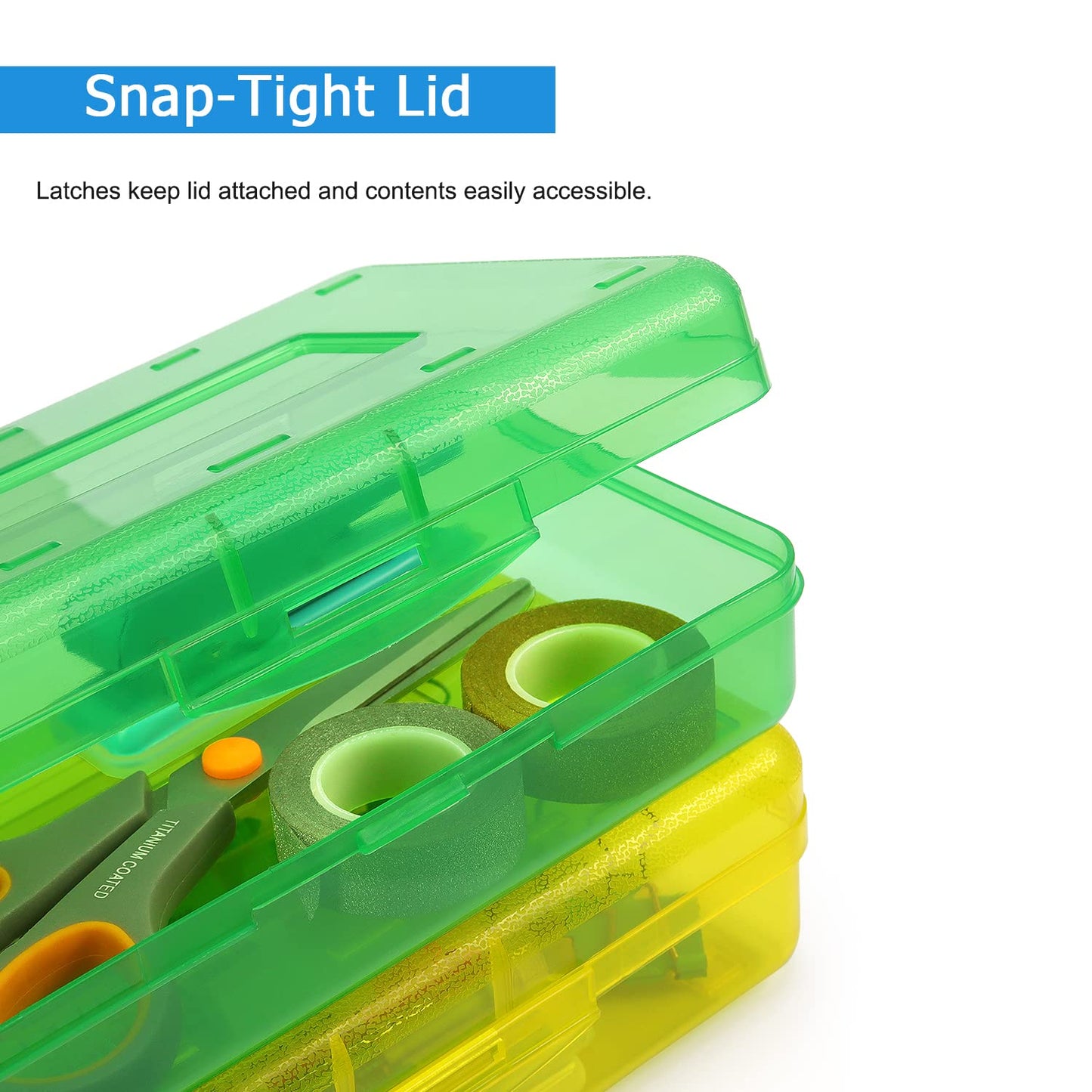 Tamaki 1 Pack Plastic Pencil Box Large Capacity Pencil Boxes Clear Boxes with Snap-tight Lid Stackable Design and Stylish Office Supplies Storage Organizer Box, Green