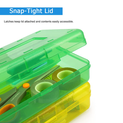 Tamaki 1 Pack Plastic Pencil Box Large Capacity Pencil Boxes Clear Boxes with Snap-tight Lid Stackable Design and Stylish Office Supplies Storage Organizer Box, Green