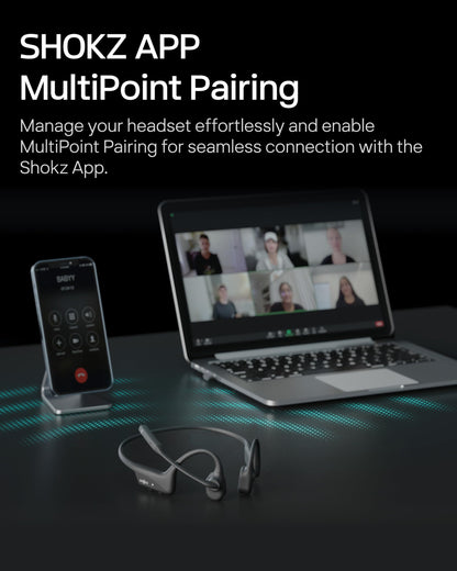 OpenComm2 2025 Upgrade - Open-Ear Bone Conduction Headphones, Wireless Bluetooth Headset with Noise Canceling Mic & Mute Button for Work Calls and Meetings, 16 Hour Talk Time for Mobile & PC - C120