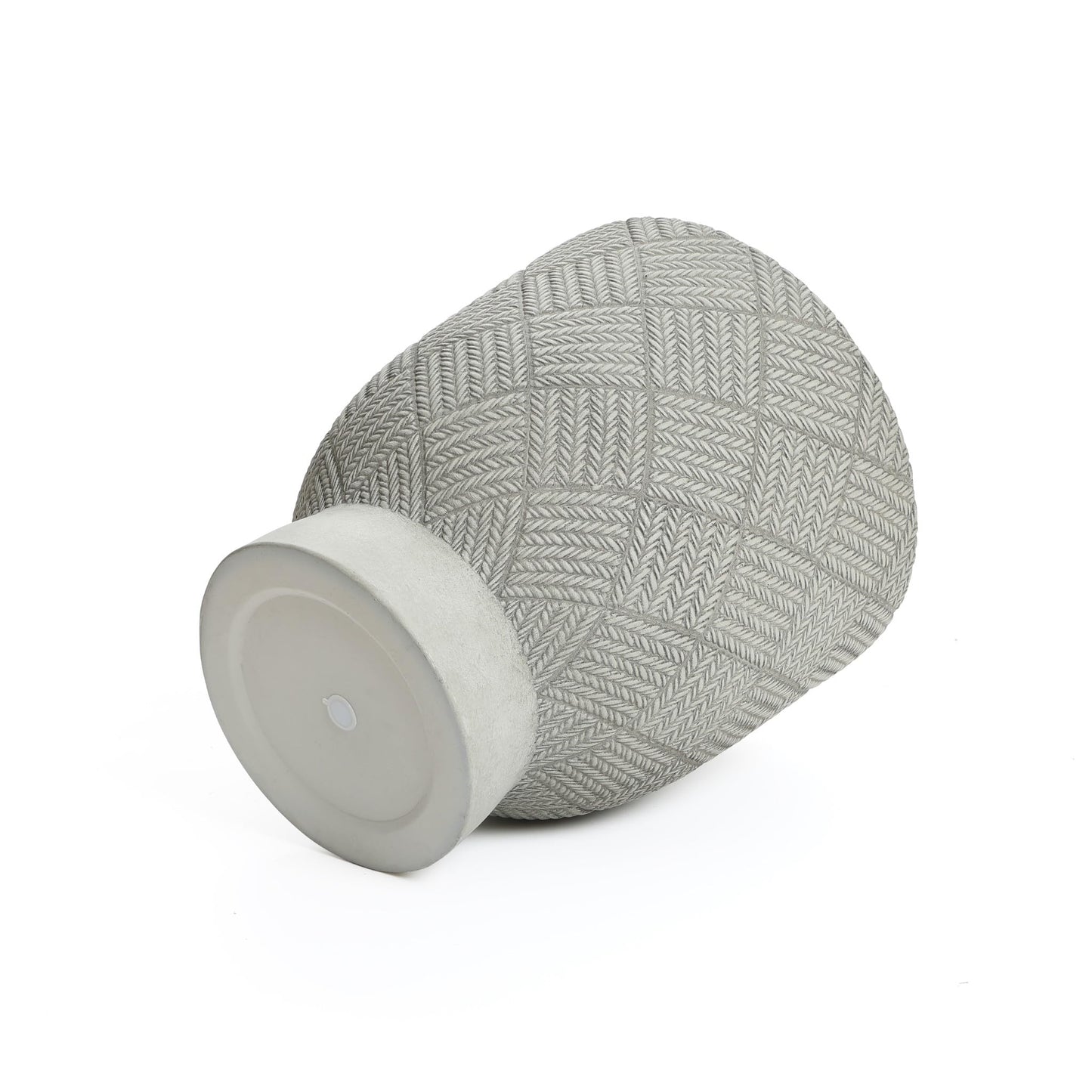 LuxenHome 16.5" H Concrete Tall Urn Planters, Large Outdoor Indoor Decorative Plant Pots with Drainage Holes and Rubber Plug, Modern Gray Glen Woven Pattern Flower Pot Planters for Home Garden Patio