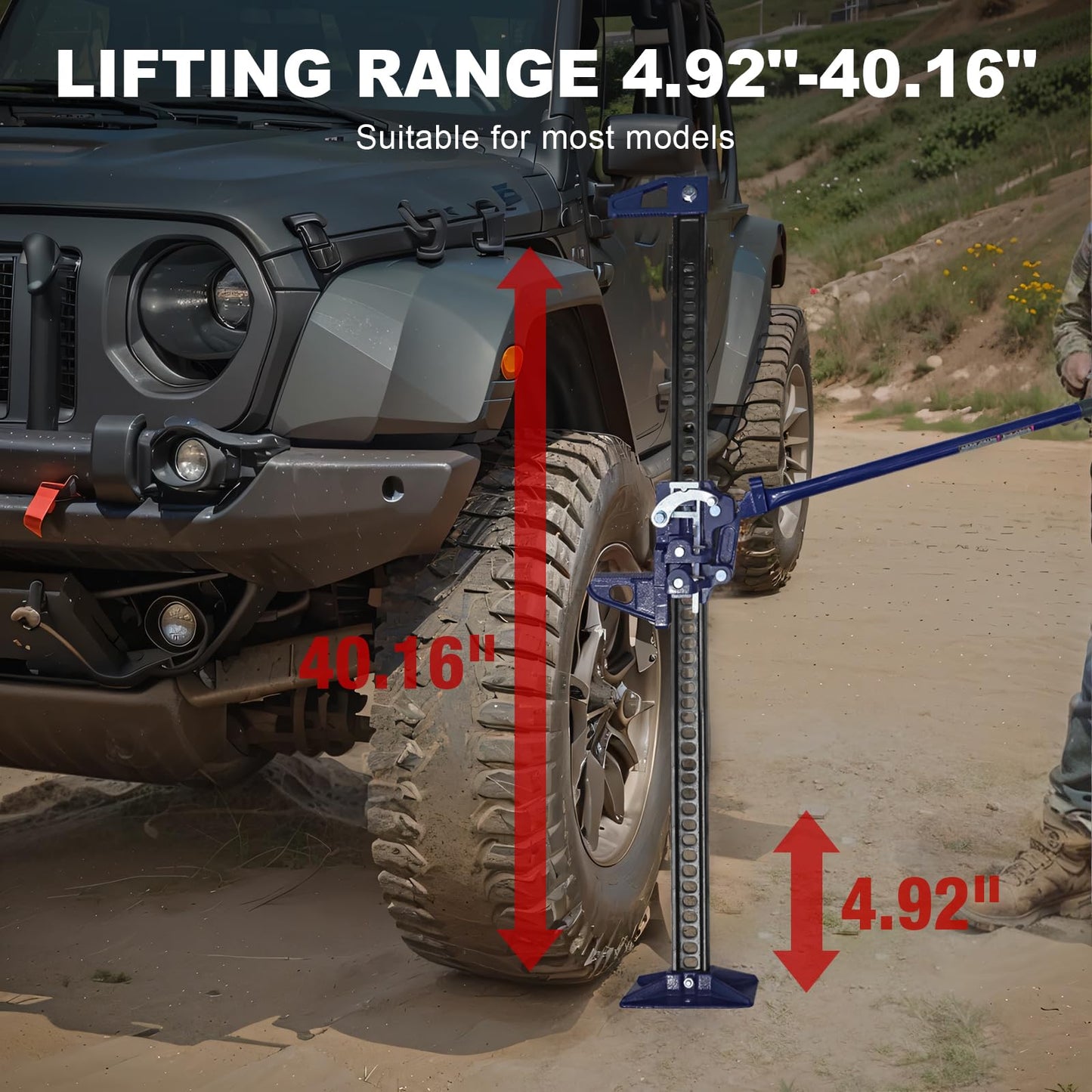TCE ATR6501BU Torin 48" Ratcheting Off Road Utility Farm Jack, 3 Ton (6,000 lb) Capacity, Blue