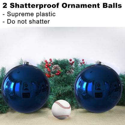 Navy Blue 8.0" Extra Large Christmas Balls Ornaments - Christmas Tree Decorations Shatterproof Shiny Hanging Balls for Birthday Holiday Wedding Decorations Set of 2pcs