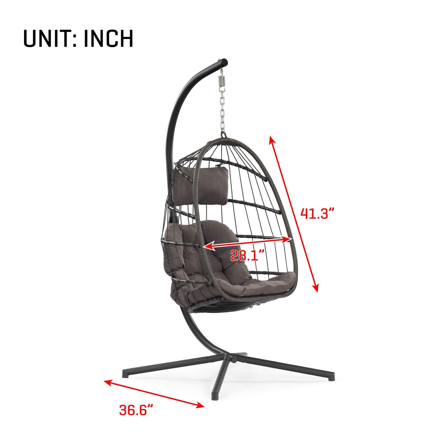 KEIKI Egg Chair with Stand, Patio Wicker Hanging Swing Reading Rocking Chair with Removable Guardrail, Hammock Chair with Aluminum Frame for Indoor Outdoor Vacation Balcony Porch Backyard, Blue