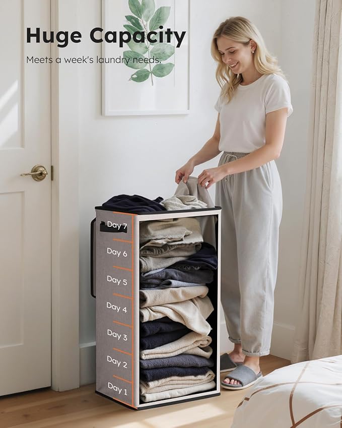 SOLEDI Laundry Hamper with Lid 100L Large & Tall Collapsible Laundry Basket