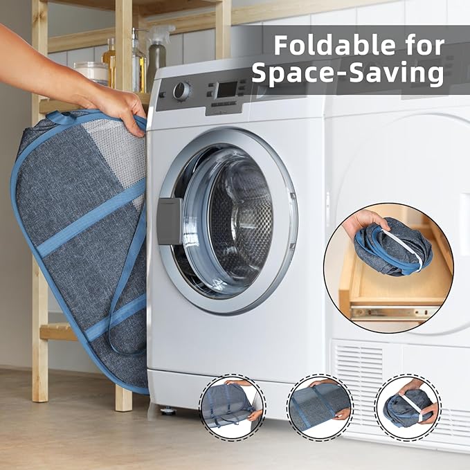 100L Collapsible Laundry Baskets, Tear Proof Pop Up Laundry Hamper