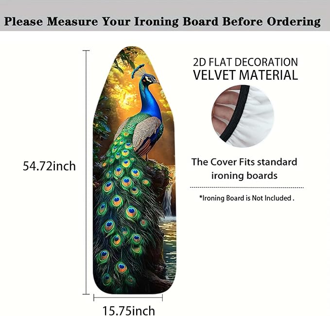 Nuxovilar Colorful Peacock Pattern Ironing Board Cover, 15 * 54inch, Fits Most