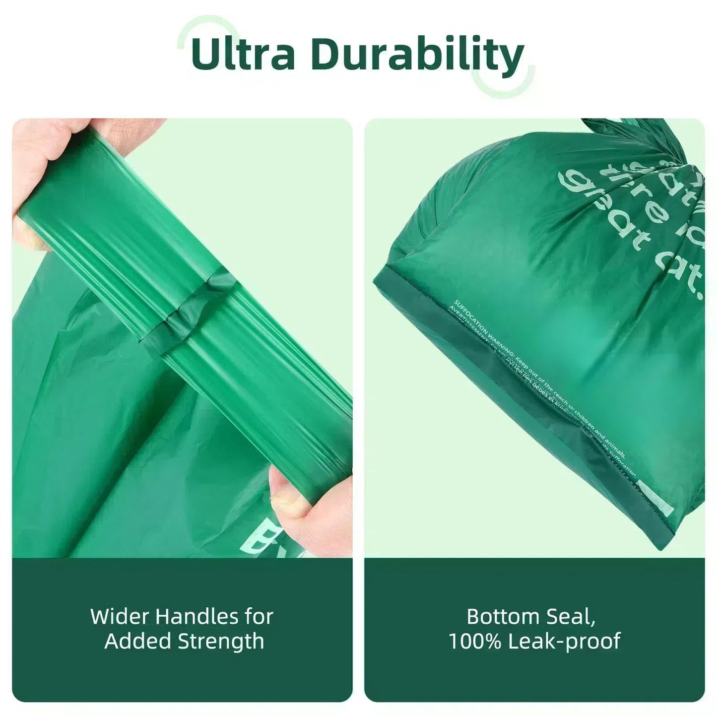 125 Count Cat Poop Bags with Handles, Disposable Litter Bags for Pet Poop, Extra-Thick Kitty Cat Waste Bags Easy Tie Leak-Proof Strengthen Unscented (Made of 70% Recycled Plastic)