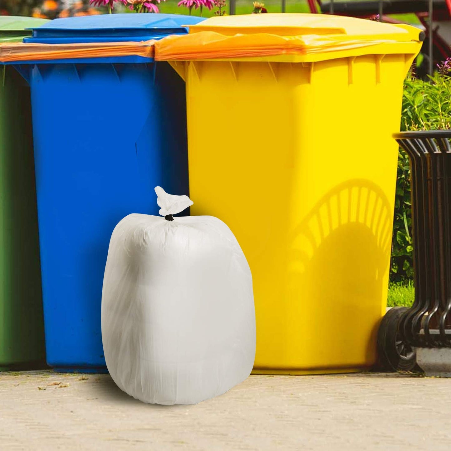 13-15 Gallon Biodegradable / Compostable Garbage Bags Recycling Unscented Tall Kitchen Trash Bags for Kitchen, Yard, Lawn,Office(75 Counts, White)