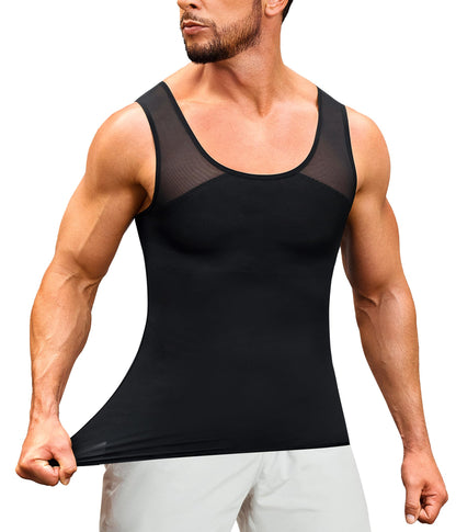 TAILONG Black Compression Shirt Men Shapewear Slimming Body Shaper Vest Workout Tank Top Undershirt