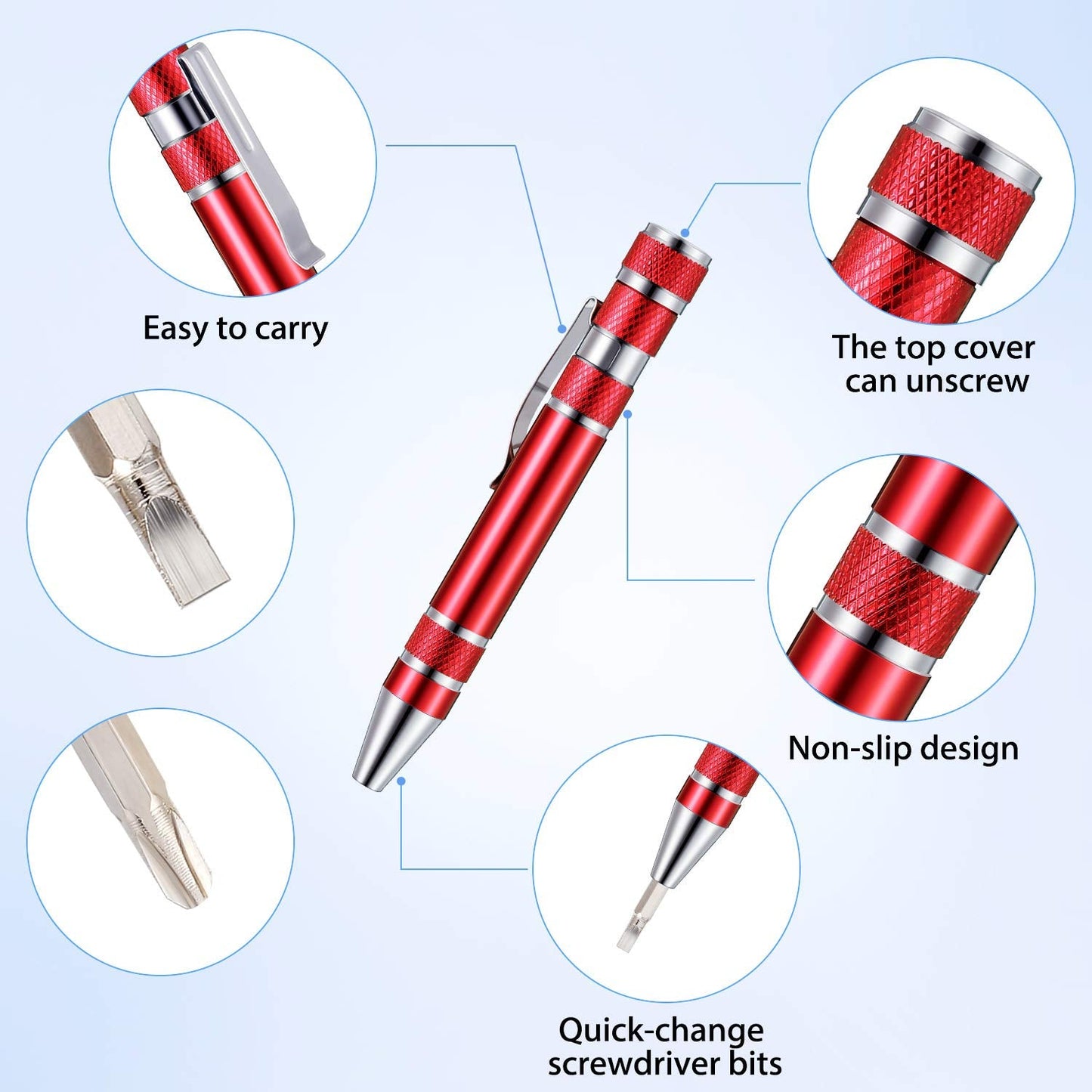 Mudder Pen Screwdriver Gifts Multitool Handy Tool 8 in 1 Magnetic Pocket Screwdriver Precision Function for Mini Gadgets(4 Pieces)