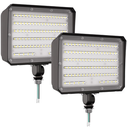 CINOTON 100W LED Flood Lights Outdoor, 14000LM IP65 Waterproof Outdoor Security Wall Light Fixture with 180°Knuckle for Warehouse Porch Barn Garage Building 5000K 100V-277V 2 Pack