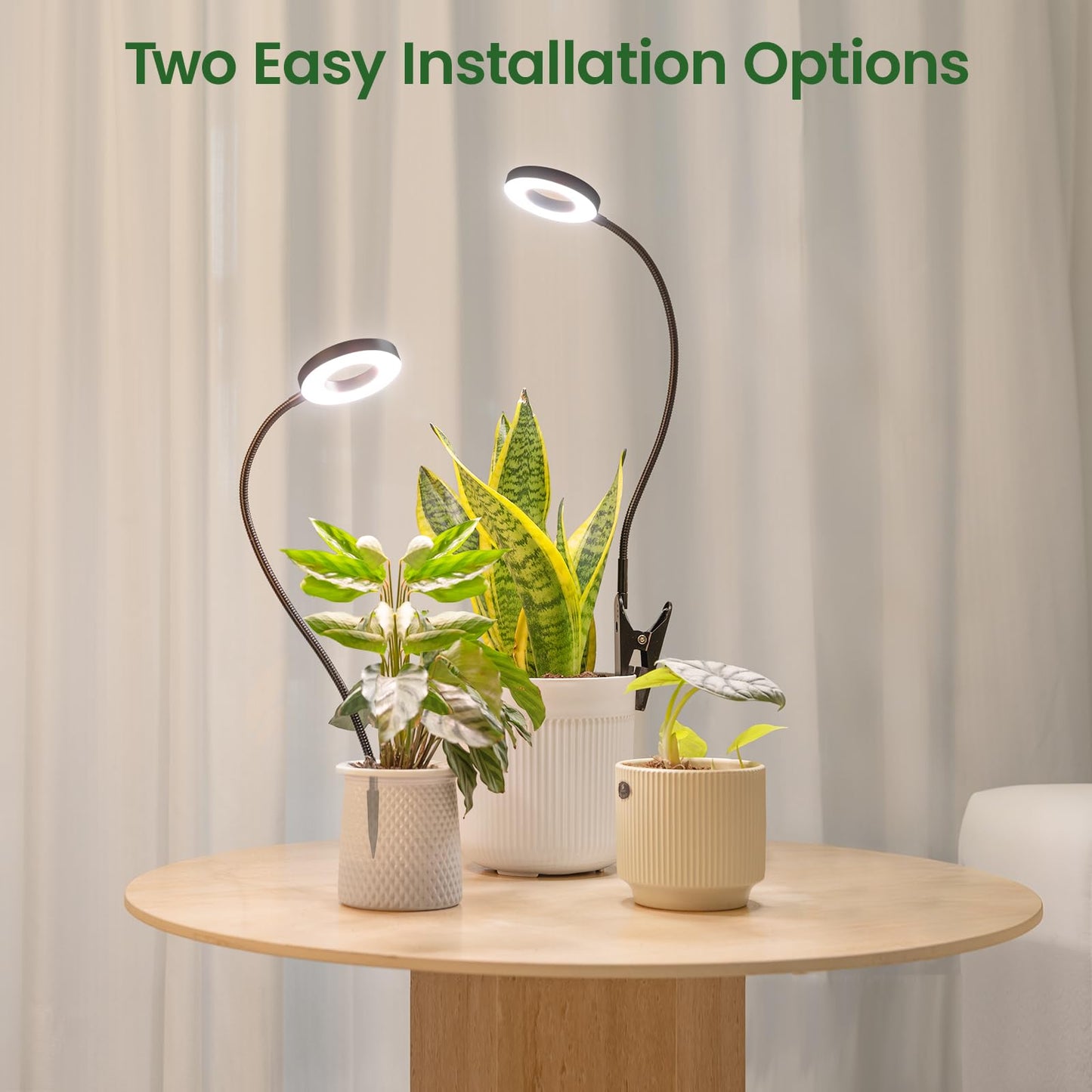 LORDEM Indoor Plant Grow Lights with 6/8/12/16H Auto Timer, 3 Spectrum Modes, Full Spectrum LED, Adjustable Height, for Small Plants, 1Pack Black