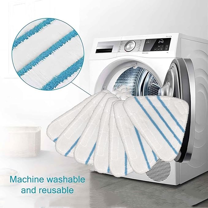 Reusable Steam Mop Pads Set, 4 Pack Steam Mop Pads & 4 Universal Microfiber
