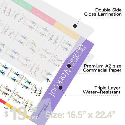 Timberbrother Resistance Loop Bands with Workout Poster 16.5”x 22.4”,Set of 5 Exercise Bands for Crossfit Workout and Physical Training
