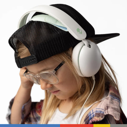 Skullcandy Grom Wired Headphones, Volume-Limiting Audio, Comfortable Over-Ear Fit, Foldable, Designed for Kids 6+, Convenient for Travel with 3.5mm AUX Plug, Built-in Microphone - Bone Seafoam