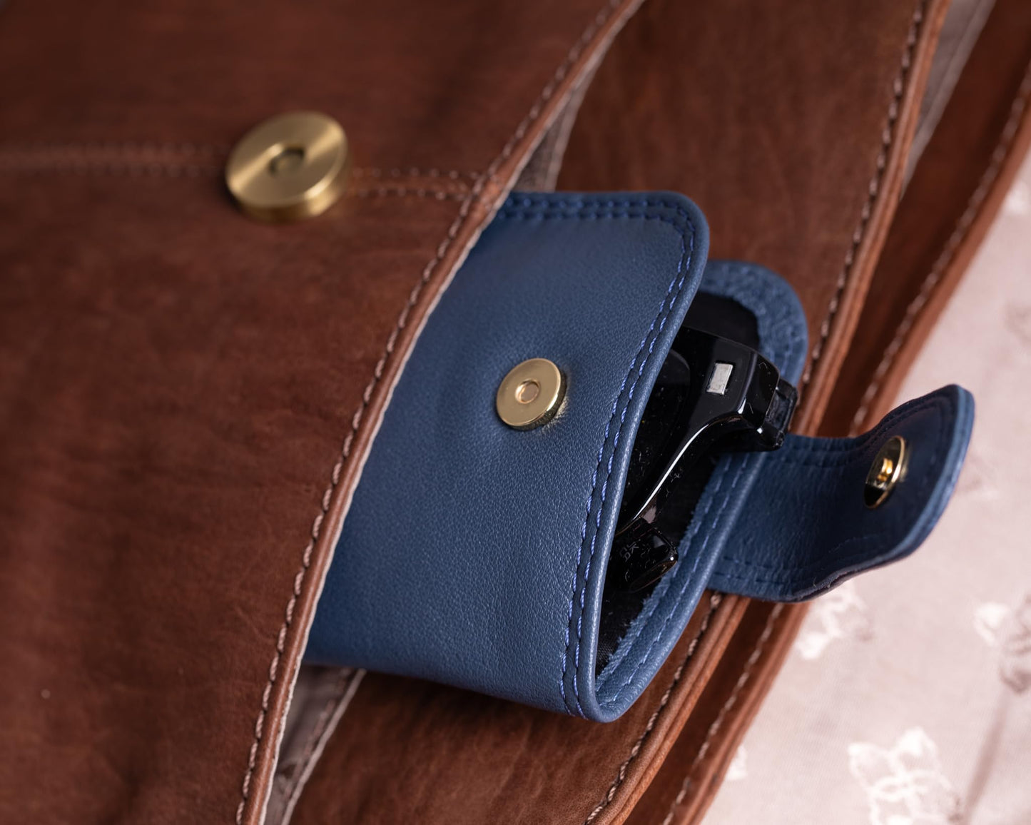 Real Leather Glasses Case in Brown genuine leather spectacle pouch ladies mens