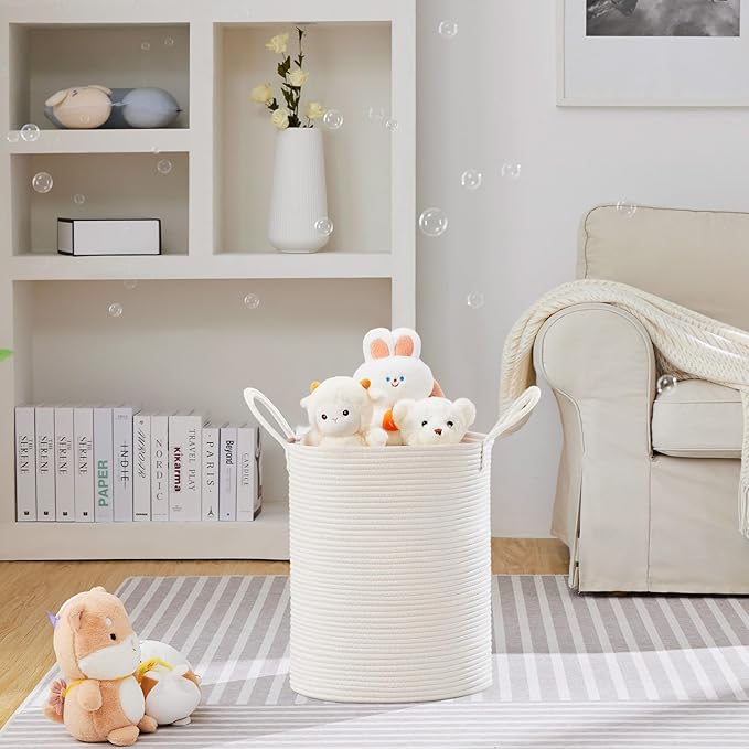 VIPOSCO Large Laundry Hamper, Tall Woven Rope Storage Basket