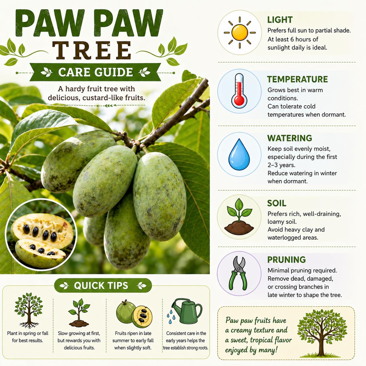 1 Year Old Pawpaw Tree Plant Live, Sweet Custard-Like Paw Paw Plant, 6-12'' Tall, Ready to Grow Outdoor Garden