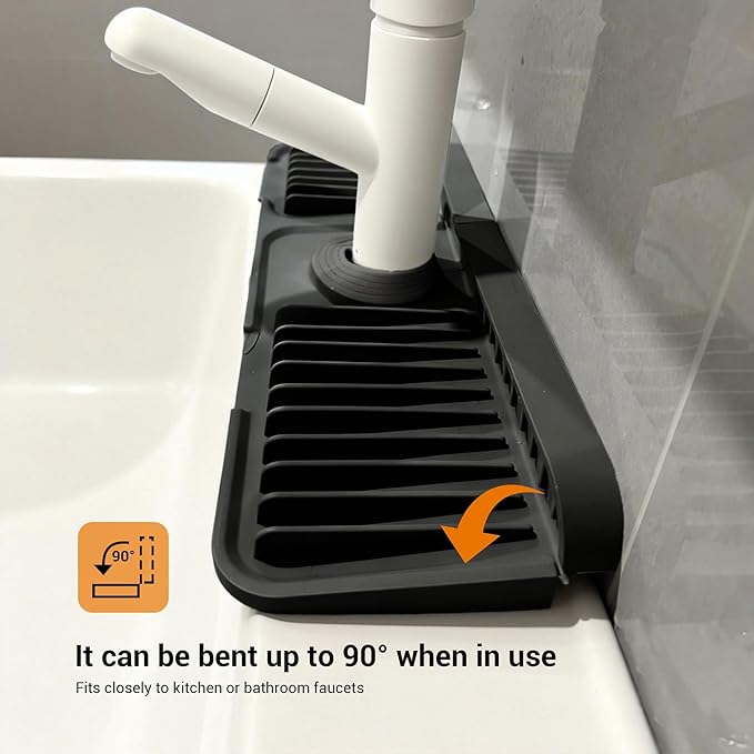 Faucet Mat for Kitchen Sink, 17.7"X5.5" Silicone Sink Splash Guard