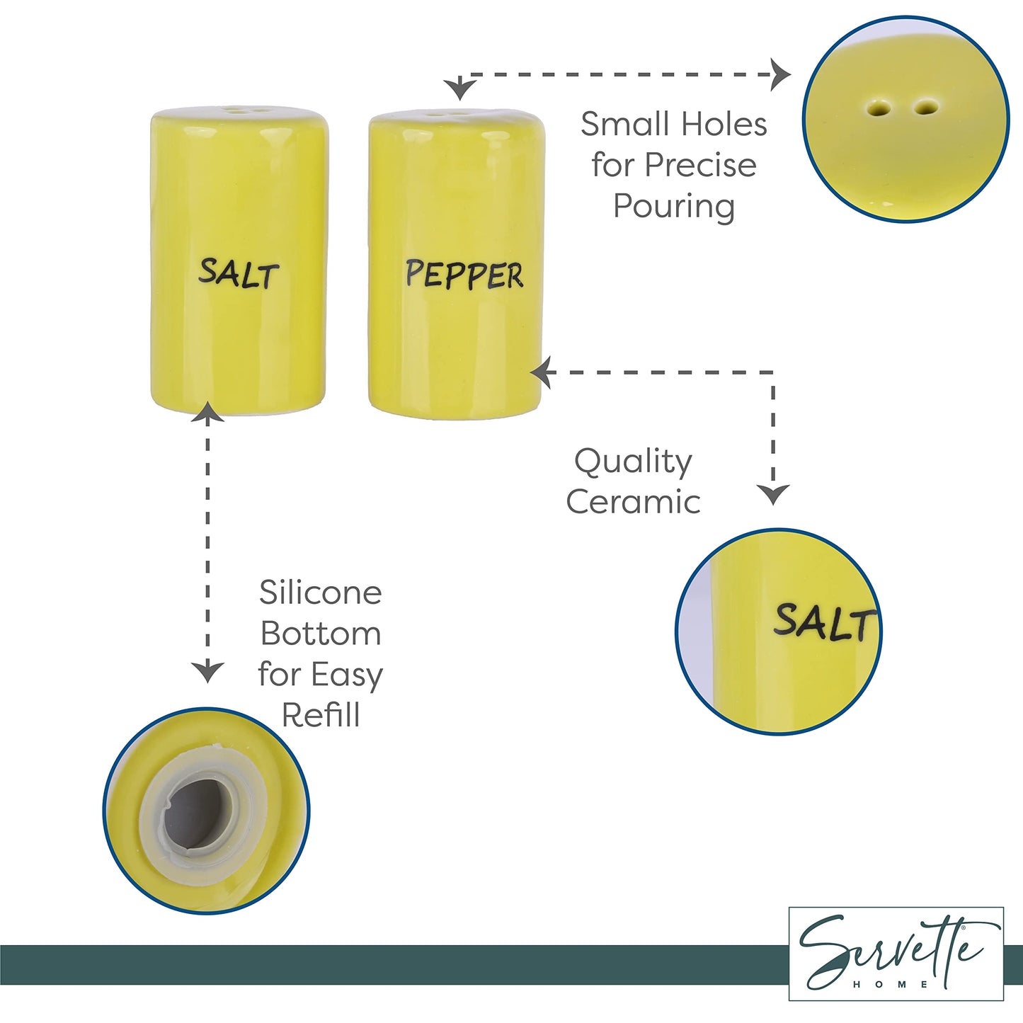 Yellow Salt & Pepper Shakers Ceramic