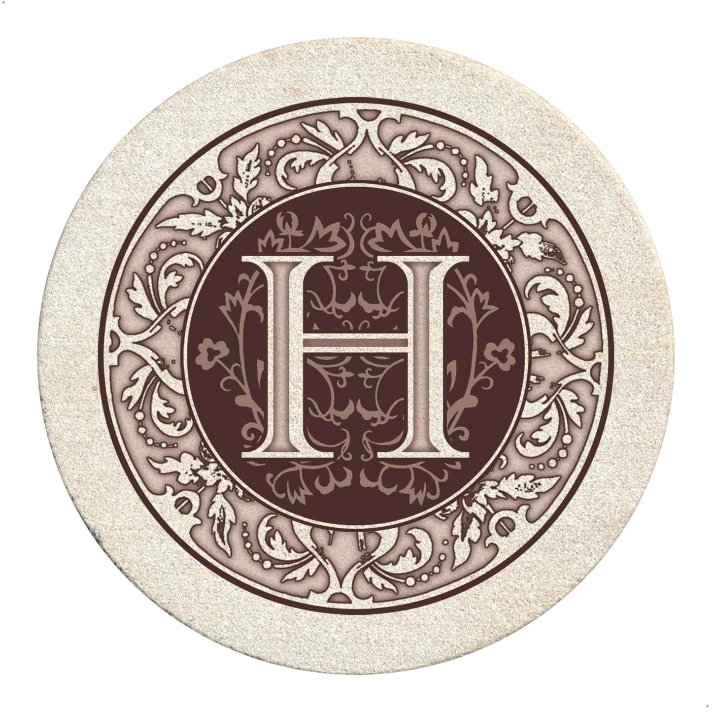 Thirstystone Monogram Letter “H” 4 Pack Sandstone Coasters Manufactured in The USA Decorative Absorbent Easily Wipes Clean
