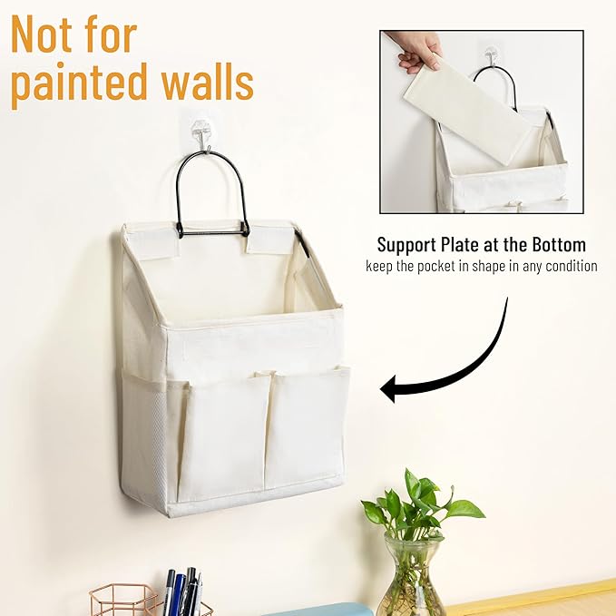 2pcs Wall Hanging Storage Bag, Small Door Closet Linen Fabric Pockets Organizer