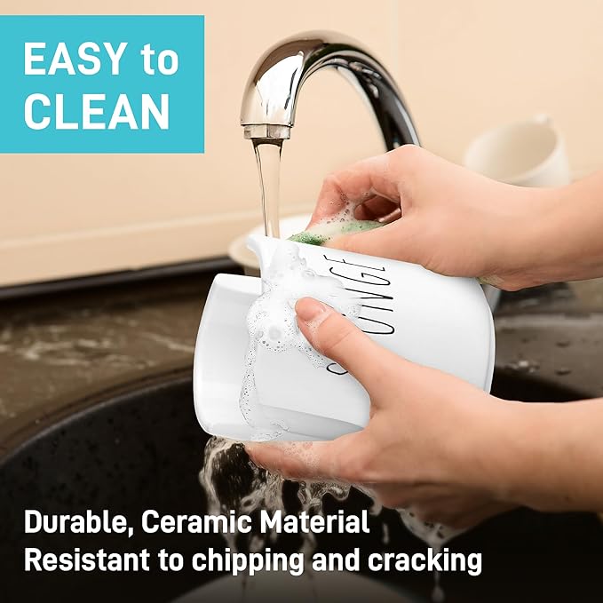 Ceramic Sponge Holder for Kitchen Sink – White Sink Caddy Organizer – Farmhouse