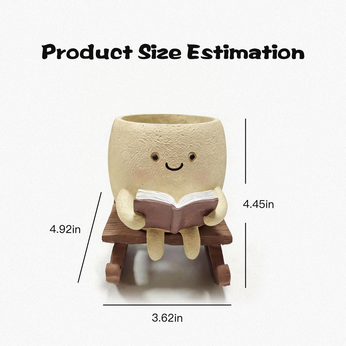 DZHPSRSZ Cute Plant Pots Rocking Chair Reading Planter, Unique Planters for Indoor Plants with Drainage Hole, Cute Planters Creative Plant Pot,Ideal Choice