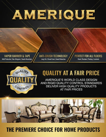 AMERIQUE 800SQFT 4TH Generation Blue 1.5MM Thick Flooring Underlayment Padding 3-in-1 Heavy Duty Foam with Tape & Vapor Barrier