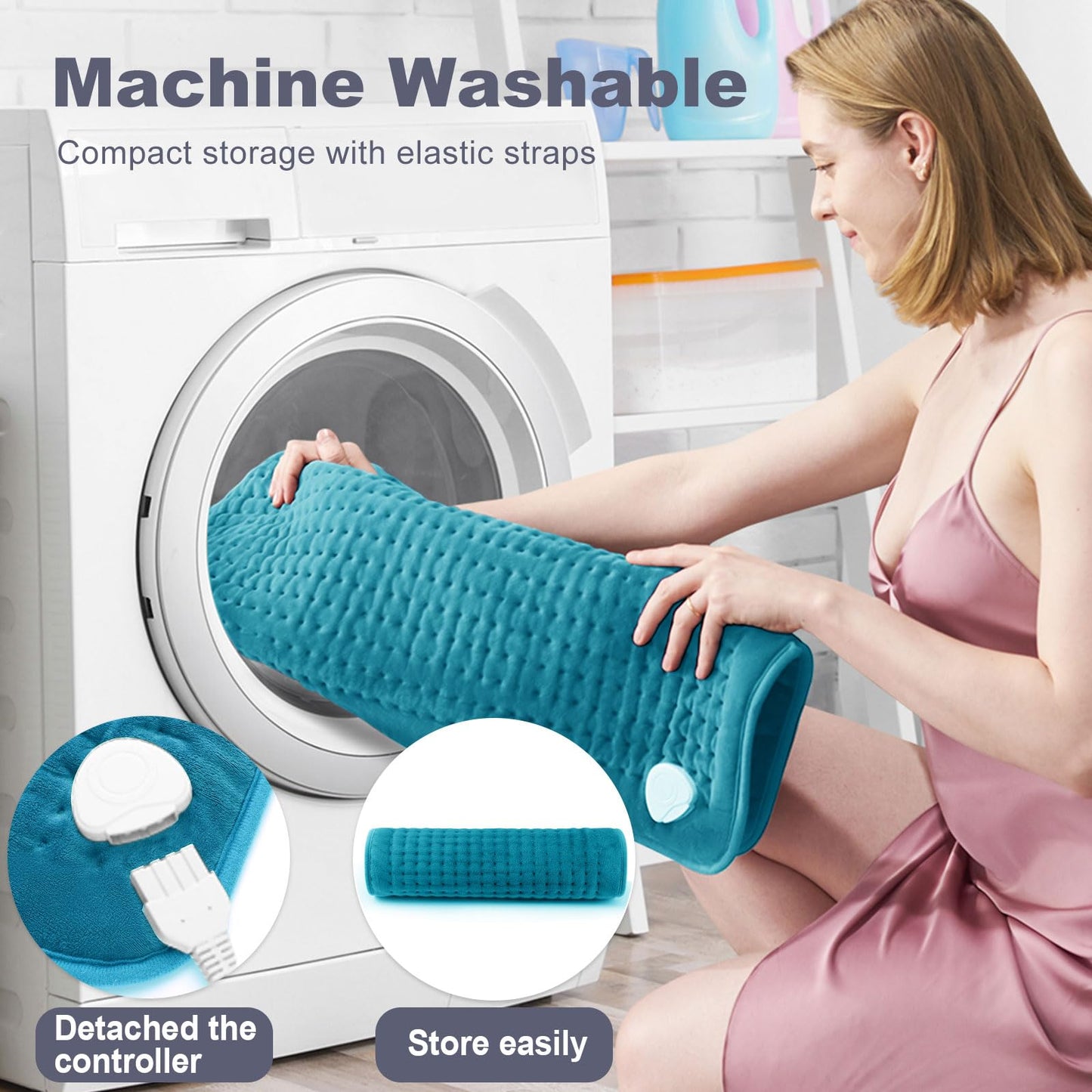 VAAGHANM Heating Pad: 33 x 17 inches Electric Heating Pad for Back Pain Relief -Extra Large Heat Pad for Shoulder/Neck/Cramp/Menstrual Pain - Upgraded 6 Timer & 6 Temperature Controller
